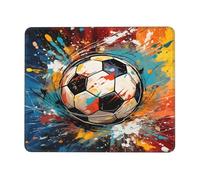 Alfombrilla de ratón de fútbol en acuarela con bordes cosidos, base de goma antideslizante para PC, portátil, 24 x 20 pulgadas
