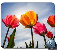 Alfombrilla de ráton de Juego de Costura de precisión, Tulipanes Blossom Pattern Rectángulo Personalizado Alfombrilla de ráton de Goma Antideslizante Alfombrillas de ratón de Juego