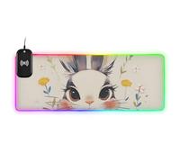 Alfombrilla de ratón de oficina brillante con diseño de conejo de caricatura, vintage, para viajes, 89,9 x 39,9 cm, grande