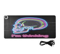 Alfombrilla de ratón de piel con diseño de calavera y texto en inglés "I'm Thinking", de 31.5 x 13 pulgadas, antideslizante, para accesorios de escritorio grandes