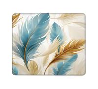 Alfombrilla de ratón de plumas de acuarela bohemia con bordes cosidos, base de goma antideslizante para PC y portátil, 30 x 25 cm