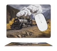 Alfombrilla de ratón de tren de locomotora de vapor, diseño de alfombrilla de ratón con textura premium, bordes cosidos, resistente al agua, para jugadores, oficina y hogar, alfombrilla cuadrada para