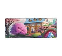 Alfombrilla de ratón de unicornio con diseño de cuento de hadas de 12 x 31.5 pulgadas de largo con base antideslizante para juegos y oficina