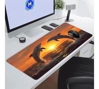 Alfombrilla de Ratón Delfines al Atardecer 900x300x2 mm Alfombrilla Ratón XXL Gaming con Bordes Cosidos y Antideslizante Mouse Pad para Jugadores, PC, Oficina