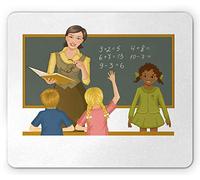 Alfombrilla De Ratón Dibujo Animado con Temática De Docentes, con Educador Y Estudiante Feliz En Matemáticas Alfombrilla Raton Cómoda Antideslizante Mouse Pad, para Oficina, Hogar, 25x30cm