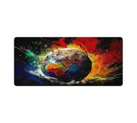 Alfombrilla de ratón Earth Frafgile Tellus grande de 40x90cm con textura premium antideslizante impermeable con bordes cosidos para juegos oficina y hogar
