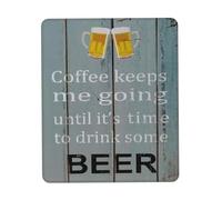 Alfombrilla De Ratón El Café Me Mantiene Activo hasta Que Llega La Hora De Tomar Una Cerveza. Artística 25X30Cm Base De Goma Alfombrilla para Ratón Bordes Cosidos Alfombrillas De Mouse