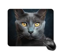 Alfombrilla De Ratón El Gato Gris Mira Fijamente Alfombrilla Raton con Bordes Cosidos Duraderos Antideslizante Mouse Pad, para Portátil, Hogar, Ordenador, 25x30cm