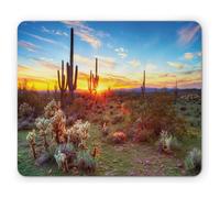 Alfombrilla De Ratón El Sol del Saguaro Se Pone Entre Las Flower Silvestres del Saguaro En La Imagen De La Escena del Desierto De Sonora Alfombrilla Raton Moderno Mouse Pad Pequeña, 25x30cm