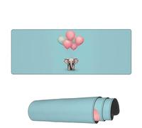 Alfombrilla De Ratón Elefante Con Globos Rosas Alfombrilla Para Computadora Moderno Mouse Pad Grande, Para Hogar, Portátil, Ordenador, 80x30cm