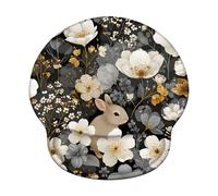 Alfombrilla de Ratón Ergonómica con Soporte de Muñeca para Aliviar la Presión, Base Antideslizante y Superficie Lisa - Mouse Pad para Oficina, Gaming, Ordenador - Flor & Conejo (226x251mm) WT#733