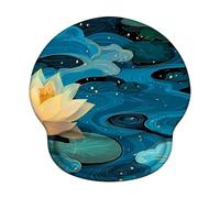Alfombrilla de Ratón Ergonómica con Soporte de Muñeca para Aliviar la Presión, Base Antideslizante y Superficie Lisa - Mouse Pad para Oficina, Gaming, Ordenador - Sueño & Loto (226x251mm) WT#1361