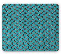 Alfombrilla De Ratón Estantería De Libros Estantería Plana sobre Fondo Azul Archivos Enciclopedia Literatura Tema Alfombrilla Raton Lavable Antideslizante Mouse Pad, para Oficina, 25x30cm