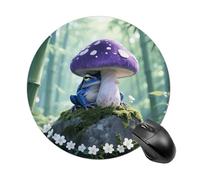 Alfombrilla de ratón estética de seta de rana para mujer, bonita alfombrilla de mouse redonda con base de goma antideslizante, lavable, para laptop, computadora, hogar, oficina, escritorio, 7.8 x 7.8