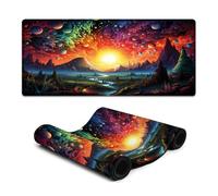 Alfombrilla de ratón extensible con un paisaje colorido y encantador lavable con el grosor suficiente para mantener una excelente velocidad y control Base de goma antideslizante de 40 x 90 cm