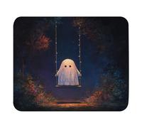 Alfombrilla De Ratón Fantasma Adorable En Un Columpio 25X30Cm Pequeña Alfombrilla para Ratón Bordes Cosidos Tappetino per Mouse para Juego Escritorio