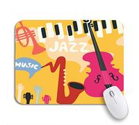 Alfombrilla De Ratón Festival De Música Jazz Instrumentos Saxofón Piano Violonchelo Y Trompeta Antideslizante Mouse Pad Lavable Alfombrilla Ratón Ordenador, para Ordenador, Portátil, 25 x 30cm