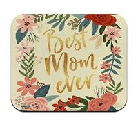Alfombrilla de ratón fina con diseño de flores para el día de la madre con texto en inglés "Best Mom Ever"