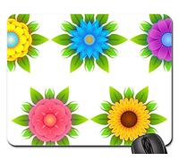 Alfombrilla De Ratón, Flores Flores Estilizadas Naturaleza Flora Amarillo Azul Alfombrilla Gaming Antideslizante Alfombrilla Ratón Portátil Mouse Mat para Jugadore Trabajo 25X30Cm