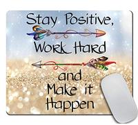 Alfombrilla De Ratón Frase Inspiradora: Mantén Una Actitud Positiva, Trabaja Duro Y Haz Que Suceda. 25X30Cm Antideslizante Alfombrilla para Ratón Bordes Cosidos Mouse Pad para Oficina Escritorio