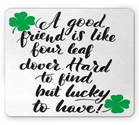Alfombrilla De Ratón Frases para El Día De San Patricio con Letras Cursivas Y Hojas Alfombrilla Raton Lavable Antideslizante Mouse Pad, para Oficina, Ordenador, 25x30cm