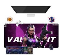 Alfombrilla de ratón Game Valorant Jett Omen Phoenix Viper | Alfombrilla de ratón Gamer XL | Uso Oficina, Estudio y Hogar | Base Antideslizante + Superficie Suave (1, 35,4" × 15,7" × 0,12")