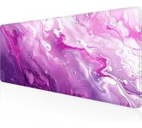 Alfombrilla de Ratón Gaming Abstracto, Alfombrilla Ratón XXL 80 x 40 cm, Grande Rosa Mouse Pad con Bordes Cosidos, Impermeable Base de Antideslizante Caucho Tapete Rato para Oficina, Regalo PjY434 A-T