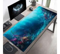 Alfombrilla de Ratón Gaming, Alfombrilla de Ratón Fina y Suave para Juegos 100 x 50cm, Impermeable Base Antideslizante, Mejora la precisión y la Velocidad para Hombres Vida Marina Azul PjY7532 C-Y