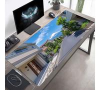 Alfombrilla de Ratón Gaming, Alfombrilla de Ratón Fina y Suave para Juegos 120 x 60cm, Impermeable Base Antideslizante, Mejora la precisión y la Velocidad para Hombres Monte Fuji Azul PjY1493 9-U