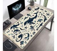 Alfombrilla de Ratón Gaming, Alfombrilla de Ratón Fina y Suave para Juegos 140 x 60cm, Impermeable Base Antideslizante, Mejora la precisión y la Velocidad para Hombres Vida Marina Azul PjY1939 7-V