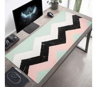 Alfombrilla de Ratón Gaming, Alfombrilla de Ratón Fina y Suave para Juegos 80 x 40cm, Impermeable Base Antideslizante, Mejora la precisión y la Velocidad, Regalos para Hombres Ola Negro PjY2035 6-B