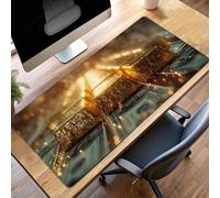 Alfombrilla de Ratón Gaming Amarillo, Alfombrilla Ratón XXL 80 x 30cm Oro Mouse Pad con Bordes Cosidos, Impermeable Base de Antideslizante Caucho Tapete Rato para Oficina, Regalo PjY11406 C-L