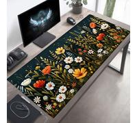 Alfombrilla de Ratón Gaming Amarillo, Alfombrilla Ratón XXL 80 x 40 cm, Grande Flor Mouse Pad con Bordes Cosidos, Impermeable Base de Antideslizante Caucho Tapete Rato para Oficina, Regalo PjY3594 9-P
