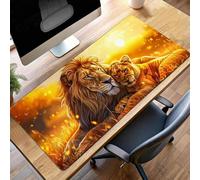 Alfombrilla de Ratón Gaming Amarillo, Alfombrilla Ratón XXL 900x400x3mm LeóN Mouse Pad con Bordes Cosidos, Impermeable Base de Antideslizante Caucho Tapete Rato para Oficina, Regalo PjY9176 G-J
