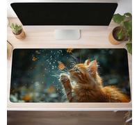 Alfombrilla de Ratón Gaming Animal, Alfombrilla Ratón XXL 100 x 50cm, Grande Lobo Mouse Pad con Bordes Cosidos, Impermeable Base de Antideslizante Caucho Tapete Rato para Oficina, Regalo PjY1916 S-A