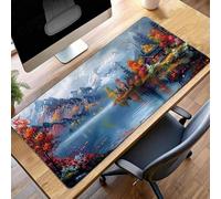 Alfombrilla de Ratón Gaming Azul, Alfombrilla Ratón XXL 90 x 40cm Paisaje Mouse Pad con Bordes Cosidos, Impermeable Base de Antideslizante Caucho Tapete Rato para Oficina, Regalo PjY14560 4-D