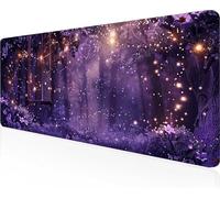 Alfombrilla de Ratón Gaming Bosque, Alfombrilla Ratón XXL 1600x800x3mm, Grande PúRpura Mouse Pad con Bordes Cosidos, Impermeable Base de Antideslizante Caucho Tapete Rato para Oficina PjY3290 G-B