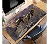 Alfombrilla de Ratón Gaming DelfíN, Alfombrilla Ratón XXL 600x300x3mm Negro Mouse Pad con Bordes Cosidos, Impermeable Base de Antideslizante Caucho Tapete Rato para Oficina, Regalo PjY12526 9-0