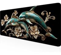 Alfombrilla de Ratón Gaming DelfíN, Alfombrilla Ratón XXL 80 x 40 cm, Grande Negro Mouse Pad con Bordes Cosidos, Impermeable Base de Antideslizante Caucho Tapete Rato para Oficina, Regalo PjY7074 H-P