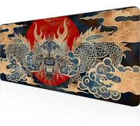 Alfombrilla de Ratón Gaming DragóN, Alfombrilla Ratón XXL 1200x600x3mm, Grande Rojo Mouse Pad con Bordes Cosidos, Impermeable Base de Antideslizante Caucho Tapete Rato para Oficina PjY11408 2-L