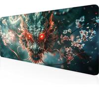 Alfombrilla de Ratón Gaming DragóN, Alfombrilla Ratón XXL 160 x 80 cm, Grande Azul Mouse Pad con Bordes Cosidos, Impermeable Base de Antideslizante Caucho Tapete Rato para Oficina, Regalo PjY11420 3-B