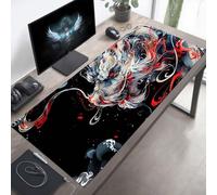 Alfombrilla de Ratón Gaming DragóN, Alfombrilla Ratón XXL 160 x 80 cm, Grande Negro Mouse Pad con Bordes Cosidos, Impermeable Base de Antideslizante Caucho Tapete Rato para Oficina PjY13880 0-D