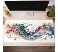 Alfombrilla de Ratón Gaming Dragón, Alfombrilla Ratón XXL 600x300x3mm, Grande Verde Mouse Pad con Bordes Cosidos, Impermeable Base de Antideslizante Caucho Tapete Rato para Oficina, PjY13374 C-S