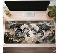 Alfombrilla de Ratón Gaming Dragón, Alfombrilla Ratón XXL 800x400x3mm, Grande Negro Mouse Pad con Bordes Cosidos, Impermeable Base de Antideslizante Caucho Tapete Rato para Oficina, Regalo PjY5398 F-R