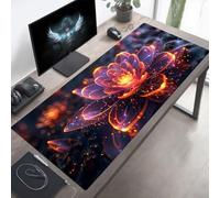 Alfombrilla de Ratón Gaming Flor, Alfombrilla Ratón XXL 100 x 40 cm, Grande Negro Mouse Pad con Bordes Cosidos, Impermeable Base de Antideslizante Caucho Tapete Rato para Oficina, Regalo PjY2556 3-4