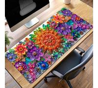 Alfombrilla de Ratón Gaming Flor, Alfombrilla Ratón XXL 100 x 40cm Amarillo Mouse Pad con Bordes Cosidos, Impermeable Base de Antideslizante Caucho Tapete Rato para Oficina, Regalo PjY3026 P-3