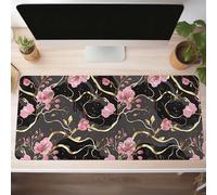 Alfombrilla de Ratón Gaming Flor, Alfombrilla Ratón XXL 100 x 40cm, Grande Rosa Mouse Pad con Bordes Cosidos, Impermeable Base de Antideslizante Caucho Tapete Rato para Oficina, Regalo PjY12864 C-Y