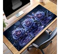 Alfombrilla de Ratón Gaming Flor, Alfombrilla Ratón XXL 1000x500x3mm Negro Mouse Pad con Bordes Cosidos, Impermeable Base de Antideslizante Caucho Tapete Rato para Oficina, Regalo PjY14552 O-R