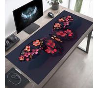 Alfombrilla de Ratón Gaming Flor, Alfombrilla Ratón XXL 120 x 60 cm, Grande Negro Mouse Pad con Bordes Cosidos, Impermeable Base de Antideslizante Caucho Tapete Rato para Oficina, Regalo PjY15198 T-P