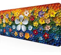 Alfombrilla de Ratón Gaming Flor, Alfombrilla Ratón XXL 160 x 80 cm, Grande Amarillo Mouse Pad con Bordes Cosidos, Impermeable Base de Antideslizante Caucho Tapete Rato para Oficina PjY11280 7-9